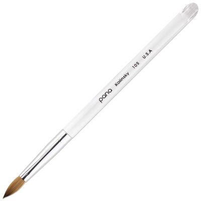 PANA Pure Kolinsky Hair Acrylic Nail Brush - Oval Crimped Shape Silver Ferrule w/Clear Acrylic Handle (Size 10) - Nail Extension Manicure Pedicure Salon Beginner Professional
