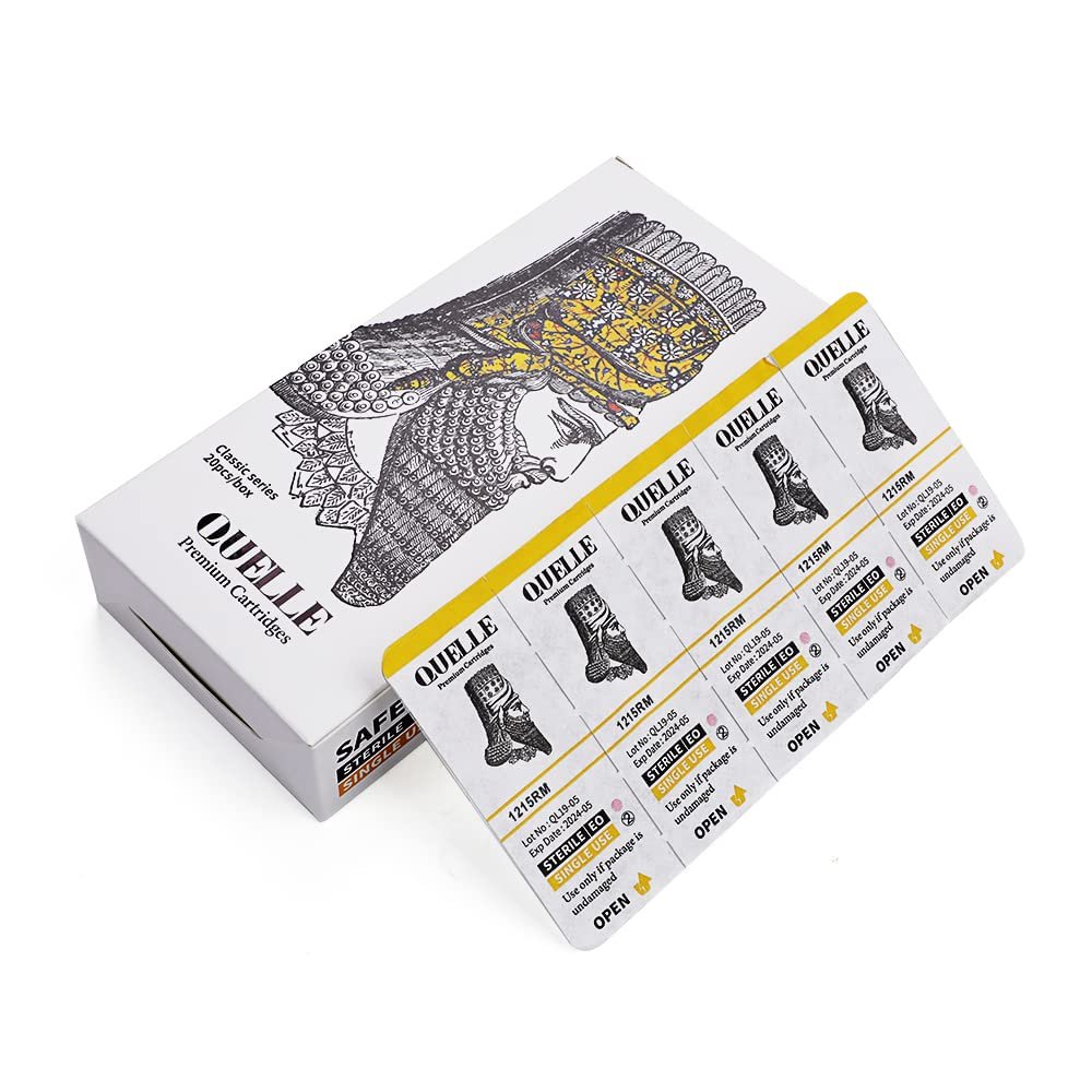 OTBK Tattoo Cartridge Needles20pcs,1RL Tattoo Cartridges Professional Disposable Tattoo Needle Cartridge Sterilized Tattoo Needles Safe Cartridge Needles (1201RL)