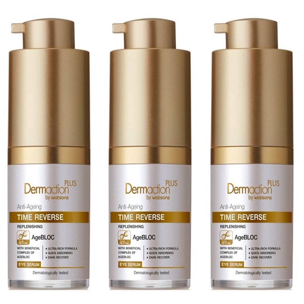 Dermaction Plus by Watsons Anti-Ageing Time Reverse Replenishing Eye Serum 0.5 Fl Oz. (Pack of 3)