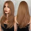 Airimori 25 Inches Strawberry Blonde Long Straight Wig with Bangs Layered Wig for Women Natural Straight Synthetic Wig Heat Resistant for Daily Party Cosplay Wear view 1
