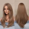 Airimori 25 Inches Strawberry Blonde Long Straight Wig with Bangs Layered Wig for Women Natural Straight Synthetic Wig Heat Resistant for Daily Party Cosplay Wear view 4