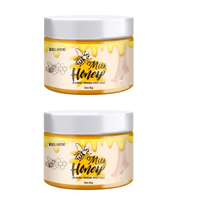 ANGUOEY Honey Milk Foot Wax Feet Cream,Repair Rough Dry Cracked Feet and Remove Dead Skin,50g Foot Peel Mask for Dry Cracked Feet,Foot Peel Mask,Foot Wax Care Foot Anti-Dry50g