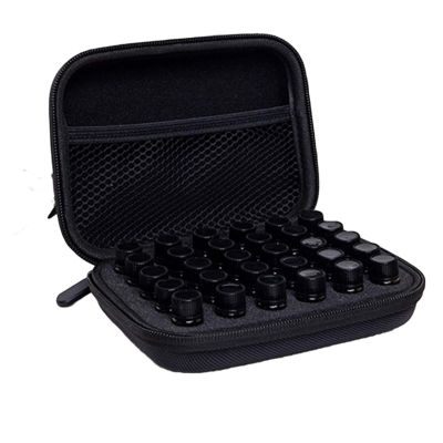 Jerliflyer Essential Oil Case, 30 Bottles 1-3ML Essential Oil Holder Traveling Carrying Case Storage Box EVA Oil Protection No Leakage for Travel(black)