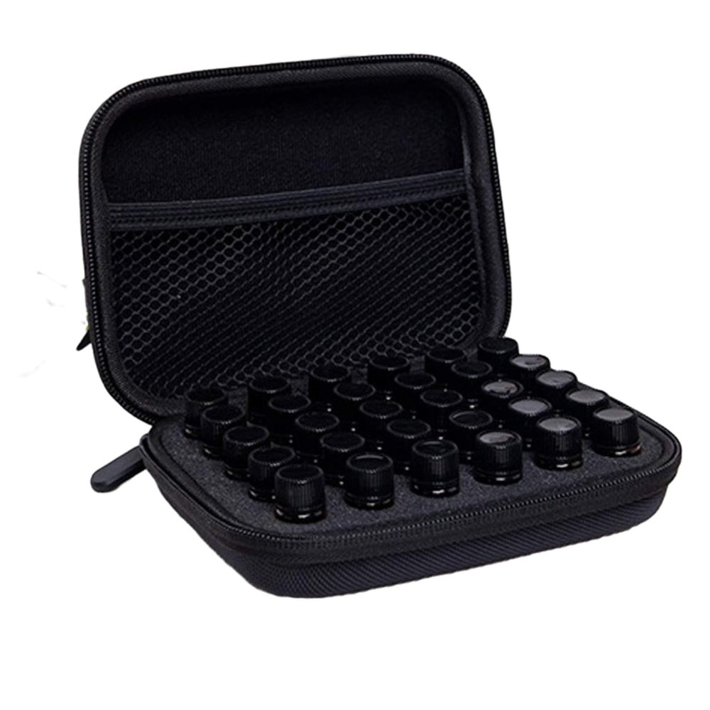 Jerliflyer Essential Oil Case, 30 Bottles 1-3ML Essential Oil Holder Traveling Carrying Case Storage Box EVA Oil Protection No Leakage for Travel(black)