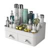 Liemuao Makeup Organizer for Vanity, Cosmetic Storage Box Organizer with Drawers,Large Capacity Countertop Organizer Great for Dresser, Bathroom, Bedroom (White, 2 Drawers) view 1