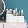 Liemuao Makeup Organizer for Vanity, Cosmetic Storage Box Organizer with Drawers,Large Capacity Countertop Organizer Great for Dresser, Bathroom, Bedroom (White, 3 Drawers) view 2