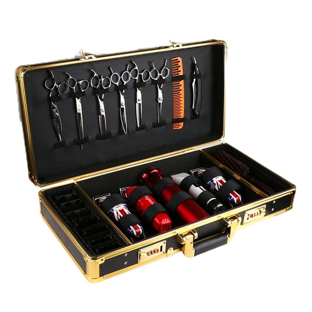 SanBouSi Barber Case Professional Barber Kit for Barber, Portable Barber Travel Carrying Case Barbers Tools Storage Organizer Suitcase with Numlock for Clippers, Scissors, Barber Supplies