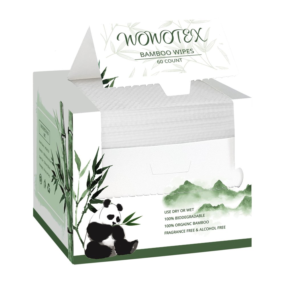 WOWOTEX Bamboo Viscose Disposable Face Towel Biodegradable Large Dry Face Wipes 240 Count Extra Thick Soft Clean Facial Towels for Sensitive Skin, Makeup Removing, Facial Cleansing