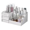 Liemuao Drawer Makeup Organizer for Vanity,Makeup Desk Organizer, Makeup Organizer for Cosmetic for Cosmetics, Skincare, Lipsticks, Jewelry, Ideal for Bedroom and Bathroom Countertop (White) view 1