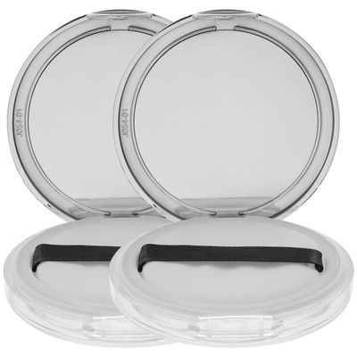 Mobestech 2Pcs Loose Powder Containers with Puff Reusable Empty Powder Cases Portable Makeup Powder Containers Loose Powder Compact Case with Mirror and Elasticated Net Sifter (Silver)