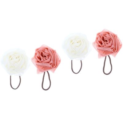 4 Pcs Rose Bath Flower Mesh Body Poufs Cleaning Sponge Exfoliating Bath Sponge Luffa Pouf Shower Ball Sponge Ball Shower Sponge Miss White Flower or Loofah