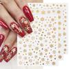 12 Sheets Christmas Snowflake Nail Art Stickers,Gold Nail Supplies Snowflake Nail Decals Metallic Snowflakes Glitter Gold Silver Nail Designs for Christmas Nail Decorations Xmas Manicure Accessories view 2
