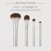 EcoTools Precious Metals Cheek & Eye Highlight Makeup Brush Kit, for Eyeshadow, Blush, & Powder Products, Eco Friendly, Cruelty Free Face Brushes, Recycled Aluminum, Chrome, 4 Piece Set view 3
