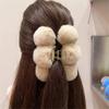 Czsycdsf 5.9" Fluffy Plush Ball Large Hair Claw Clips, Cute Soft Faux Rex Rabbit Fur Pom Pom Ball Big Hair Clips Strong Hold Jaw Clip Autumn Winter Hair Accessories for Women Girls Thick Curly Hair view 2