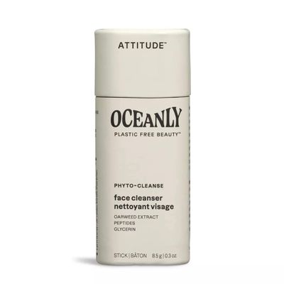 ATTITUDE Oceanly Face Cleanser Stick, EWG Verified, Plastic-free, Plant and Mineral-Based Ingredients, Vegan and Cruelty-free Beauty Products, PHYTO CLEANSE, Unscented, 0.3 Ounce