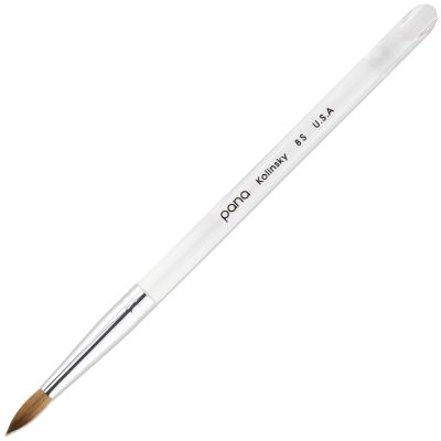 PANA Pure Kolinsky Hair Nail Brush - Round Clear Acrylic Handle (Size 8) - Nail Brush for Nail Application, Nail Extension, Manicure Pedicure Salon Beginner and Professional