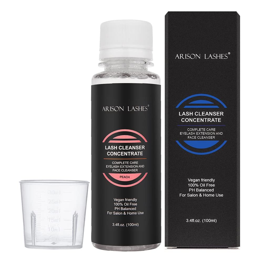 Eyelash Cleanser Concentrate 100ml Lash Extensions Shampoo Natural Foaming Cleanser DIY Non-lrritating Wash for Extensions Lashes with Salon Home Care-Makes 20 Bottles 60ml lash Shampoo (Peach)