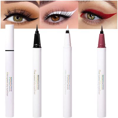 evpct 3Pcs White Red Black Matte Waterproof Colored Eyeliner Liquid Eye Liner Color Set Long Lasiting Colorful Liquid Eyeliner lapiz delineador de ojos contra el agua blanco para ojos de colores 1+3+9