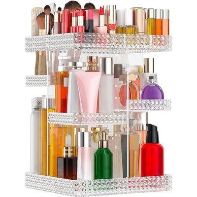 DALEMKY Makeup Organizer 360 Rotating Acrylic Clear Organizador De Perfumes, 7 Layers Large Makeup Organizers and Storage, Perfume Organizer for Vanity, Dresser (Plus Size Clear)