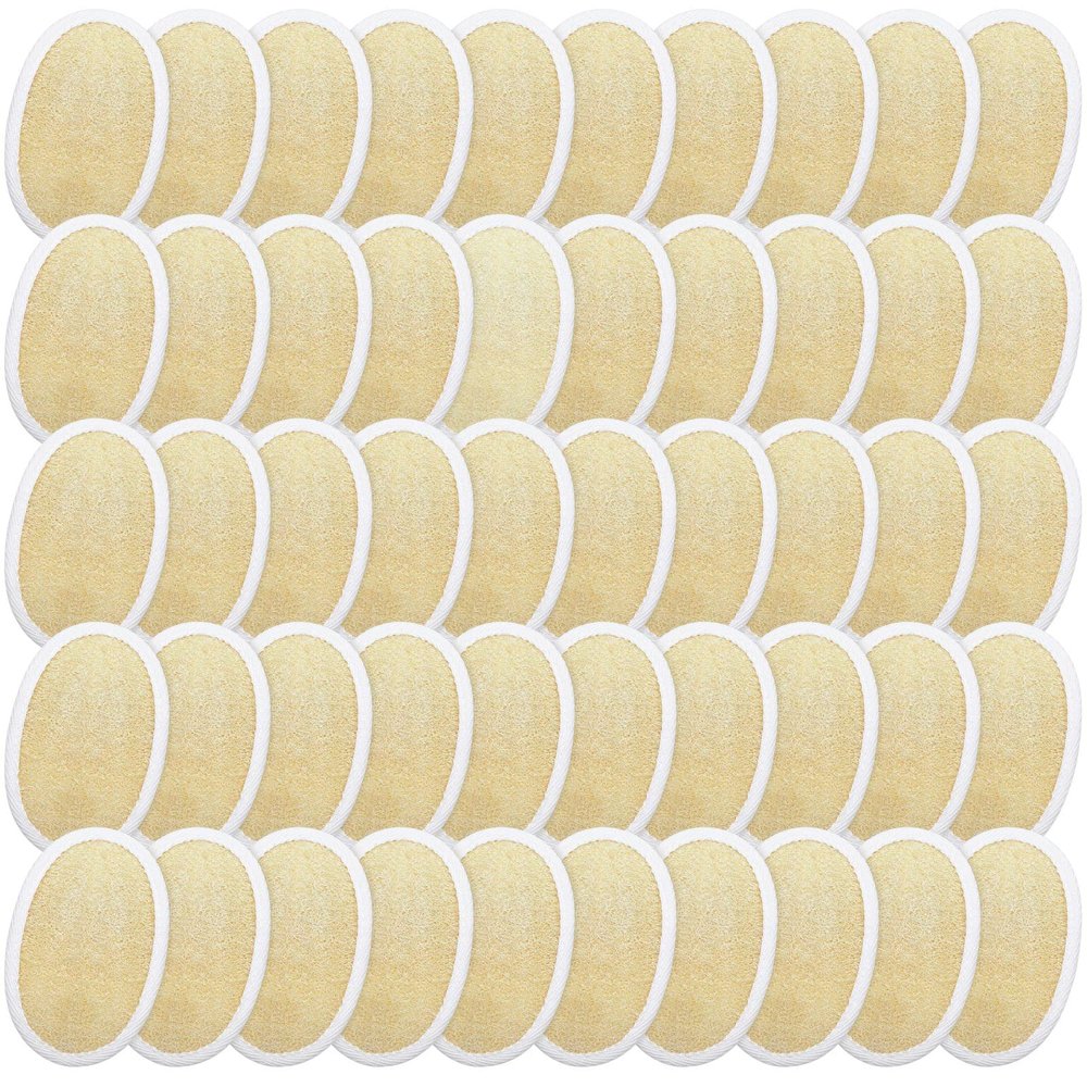 50 Pieces Exfoliating Loofah Pad Body Scrubber Bath Shower Loofah Sponge Pad Natural Exfoliating Scrubber Luffa Brush Close to Skin for Men Women Shower Bath and Spa