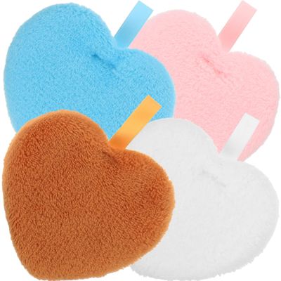 Beavorty 4pcs Heart-shaped Powder Puff Makeup Tools for Loose Powder Application Washable and Reusable Cosmetic Sponges for Foundation Blush and Concealer
