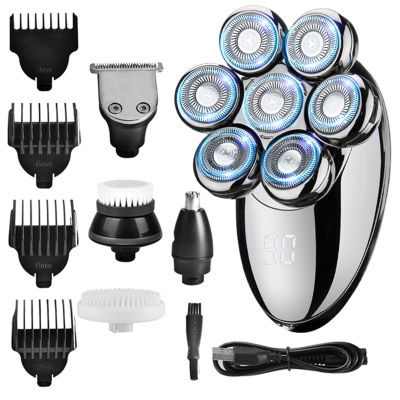 FASTDEER Head Shavers for Bald Men, 5 in 1 Electric Shavers 7D Independently 7 Cutter Floating Head Waterproof Razor Multifunction USB Hair Cutting Beard Trimmer for Men