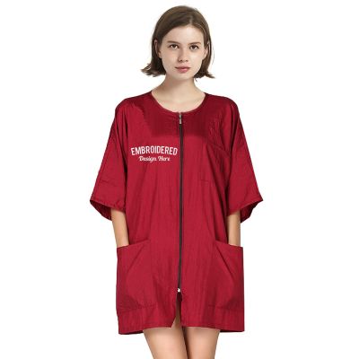 TOPTIE Custom Embroidered Barber Haircut Cape Apron Hair Grooming Smock Jacket with Pockets, low water permeability SPA Salon Gown-Red