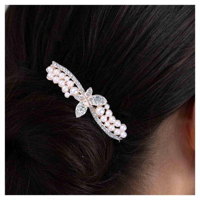 Iaceble Wedding Pearl Hair Comb with Butterfly Pearl Crystal Hair Combs Vintage Gold Rhinestone Headpiece Decorative Hair Accessories for Women Headdress (Butterfly)