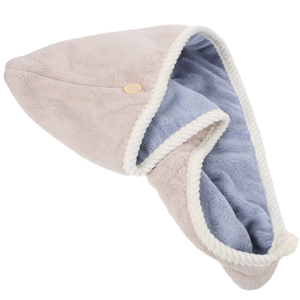minkissy Hair Drying Towel Wrap Fast Drying Fleece Hair Hat Ultra Absorbent Lightweight Wrap for Reducing Frizz and Breakage Button Design for