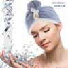 minkissy Hair Drying Towel Wrap Fast Drying Fleece Hair Hat Ultra Absorbent Lightweight Wrap for Reducing Frizz and Breakage Button Design for view 2