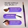 PANA Pure Kolinsky Hair Acrylic Nail Brush - Round Shape Black Ferrule with Purple Wood Handle (Size 6) view 2