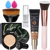 Air Cushion CC Cream Natural Foundation,PHOERA CC+ Cream Color Correcting Anti Aging Hydrating Serum &SPF 25+,PHOERA Primer, Kabuki Brush Foundation Makeup Sponge(#04Buff Beige CC+140 Buff Beige) view 1