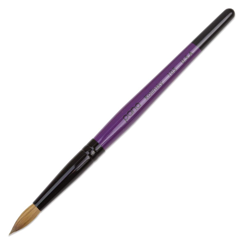 PANA Pure Kolinsky Hair Acrylic Nail Brush - Round Shape Black Ferrule with Purple Wood Handle (Size 10)