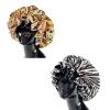 2 Pieces Large Silk Satin Double Layer Printing Sleeping Cap Bonnet for Women Curly Braid Head Hair Cover view 2