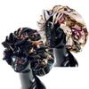 2 Pieces Large Silk Satin Double Layer Printing Sleeping Cap Bonnet for Women Curly Braid Head Hair Cover view 2