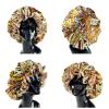 2 Pieces Large Silk Satin Double Layer Printing Sleeping Cap Bonnet for Women Curly Braid Head Hair Cover view 4