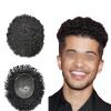Afro Hair Units for Black Men's Curly Toupee Hairpieces Coily Hair Replacement System for Men PU Injected Kinky Curl Male Afro Wig 10MM Afro Wave, 1# Jet Black view 1