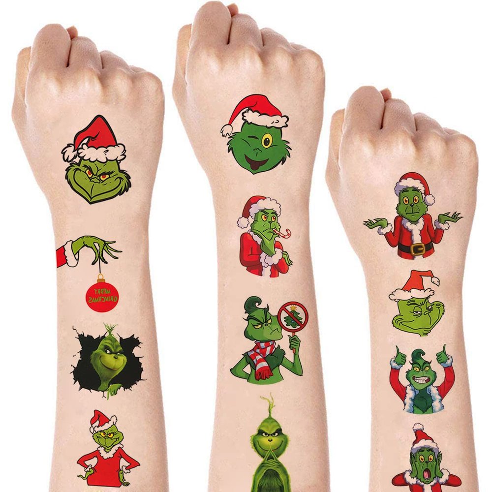 12 Sheets Christmas Temporary Tattoos, Christmas Birthday Party Supplies Christmas Party Decorations Xmas Party Favors for Holiday Tattoos Gifts Fake Tattoos Goodie Bag Fillers