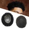 Afro Mens Toupee 6mm Afro Curl Wigs for Men Full Poly Skin PU Injection Human Hair Men Replacement System 360 Waves Knotless Natural Afro Kinky Curl Hair Units Toupee for Black Men (6MM Afro Wavy, 1# Jet Black) view 1