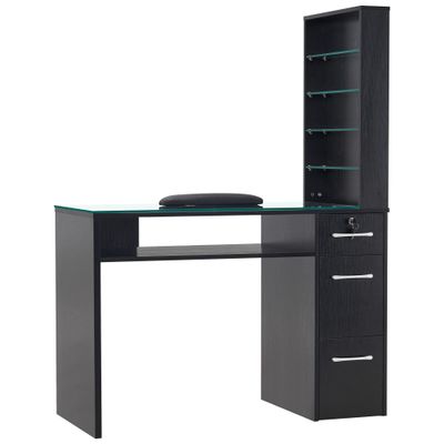 BarberPub Manicure Table with Drawers, Storage Shelves Spa Beauty Salon Station Nail Desk 2673 (Black)