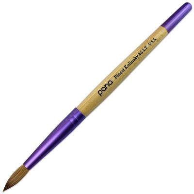 PANA Pure Kolinsky Hair Acrylic Nail Brush - Round Shape Purple Ferrule with Beige Wood Handle (Size 8)
