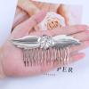 Iaceble French Leaf Hair Comb Metal Silver Hair Comb Haipin Headpieces Bride Wedding Leaf Hair Accessories Decorative for Women and Girls Headdress (Silver) view 3