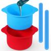 Mity rain 2pcs Silicone Wax Warmer Liner, Non-Stick Wax Pot Silicone Bowl Replacement, Reuse Wax Melt Warmer Liner With 2pcs Silicone Spatulas For Hair Removal(Blue+Red) view 1