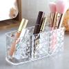 Koomuao Acrylic Makeup Brush Holder Organizer,Crystal Makeup Brush with 3 Slots Holders for Lipsticks, Hair Accessories, Beauty Tool in Vanity, Bathroom, Dresser view 2