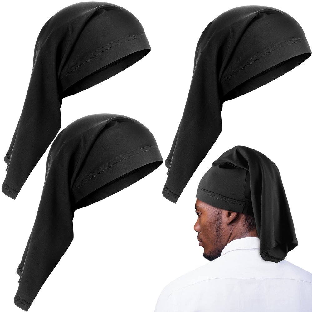 3 Pieces Satin Lined Dread Loc Cap Long Braid Cap Elastic Dreadlock Tube Sock for Full Cover Hair Stocking Night Sleep Bonnet (Black)