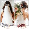 NUOBESTY 8pcs Wedding Hair Comb Set Pearl Crystal Bride Hair Accessories Floral Bridal Hair Side Comb Clips for Wedding Bridesmaid Women and Girls(Grey+Red) view 3
