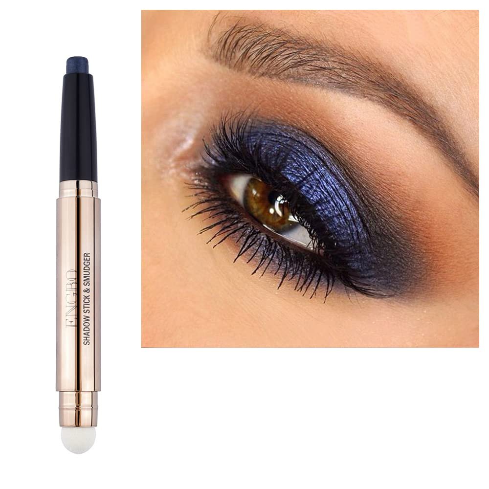 Ofanyia Eyeshadow Sticks, 2 in 1 Cream Shimmer Eye Shadow Pencil Crayon, Waterproof Long Lasting Eye Shadow Highlighter Stick, Double End Eyeshadow Pen with Sponge Brush (12# Midnight Purple)