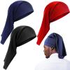 3 Pieces Satin Lined Dread Loc Cap Long Braid Cap Elastic Dreadlock Tube Sock for Full Cover Hair Stocking Night Sleep Bonnet (Navy, Red, Black) view 1