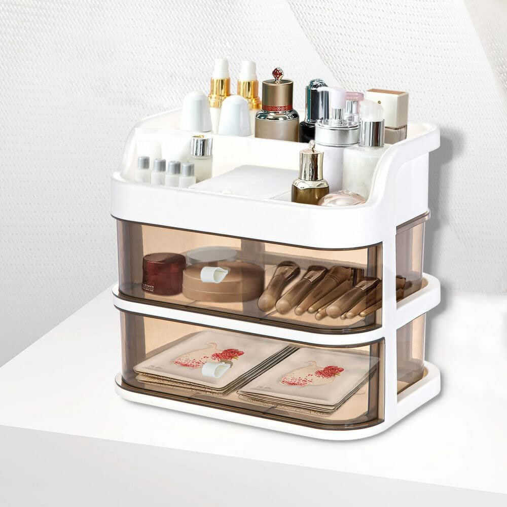 ZnranyiiXY Acrylic Cosmetics Makeup and Jewelry Storage Organizer Case Display with Drawers