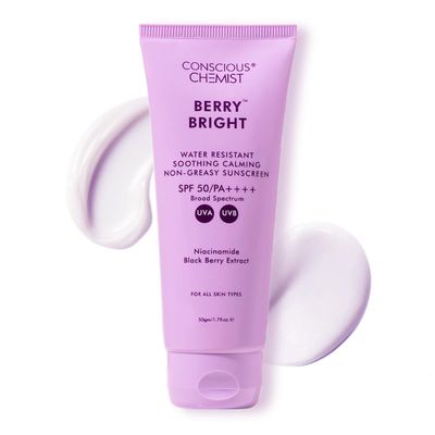 Conscious Chemist Hybrid Lightweight Gel Sunscreen SPF 50 PA ++++ with Niacinamide, Black Berry Extract | Non-Greasy, No White-Cast | All Skin Types, Cruelty Free | 50 ml